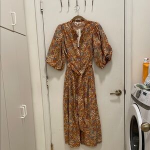 Autumn Floral Midi Dress with Belted western floral midi